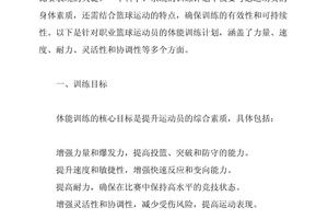 篮球运动员体能训练计划方案